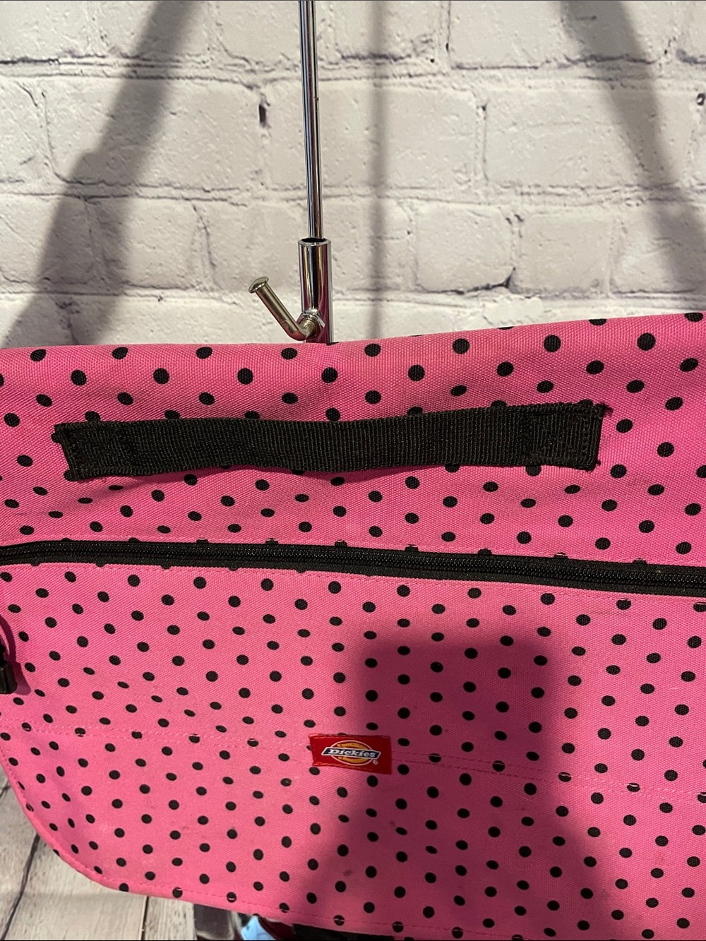 Dickies Pink Black Polka Dot Crossbody Messenger Bag - Picture 3 of 10
